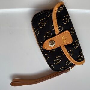 Dooney & Bourke Black and Tan Wristlet